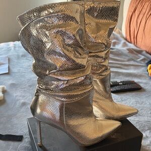 Silver Stiletto Heel Boots